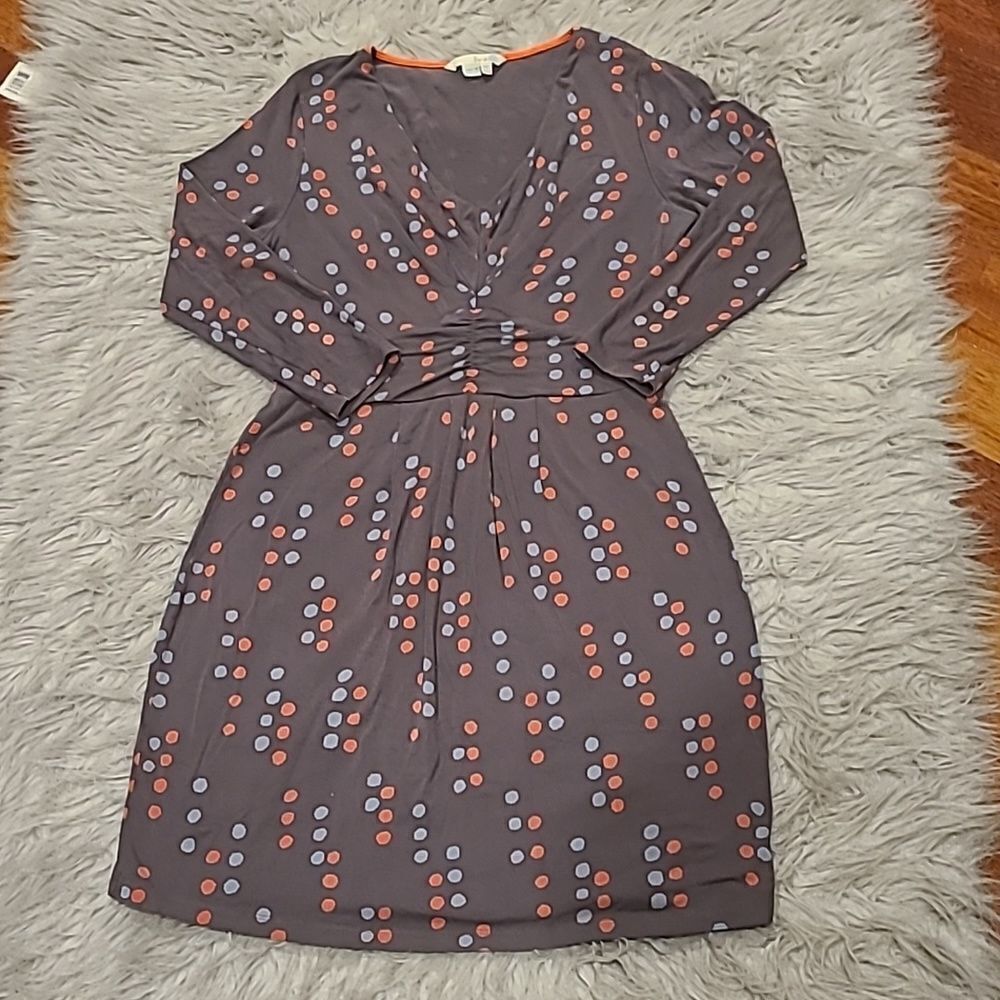 Boden womens gray, orange and blue dot cotton stretch dress size 6a